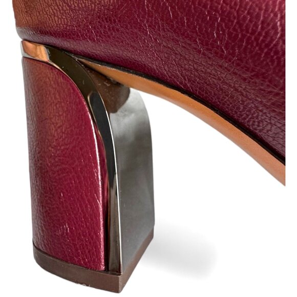 CHLOÉ Beckie pumps burgundy leather block heel size 39 - Picture 8 of 9